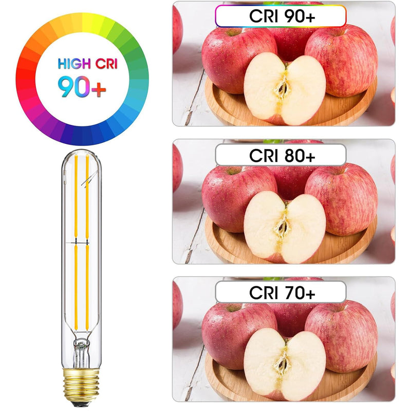 7.3 Inch E26 T10 Led Bulb 60 watt 3000k Soft White Edison Bulbs,6W E26 Long Light Bulb Tubular Light Bulb T10 Bulb T9 for Rustic Pendant,Industrial Pipe,Wall Sconces 6 Pack E26 Base(Pack of 6) 6w=60w 3000k