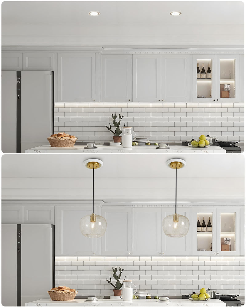Luvkczc 2-Pack Recessed Can Light Conversion Kit for 5" and 6" Ceiling Fixtures - Pendant/Hanging Light Upgrade, Includes E26 Socket, Mounting Bracket, Round Ceiling Plate（White） White 2pcs