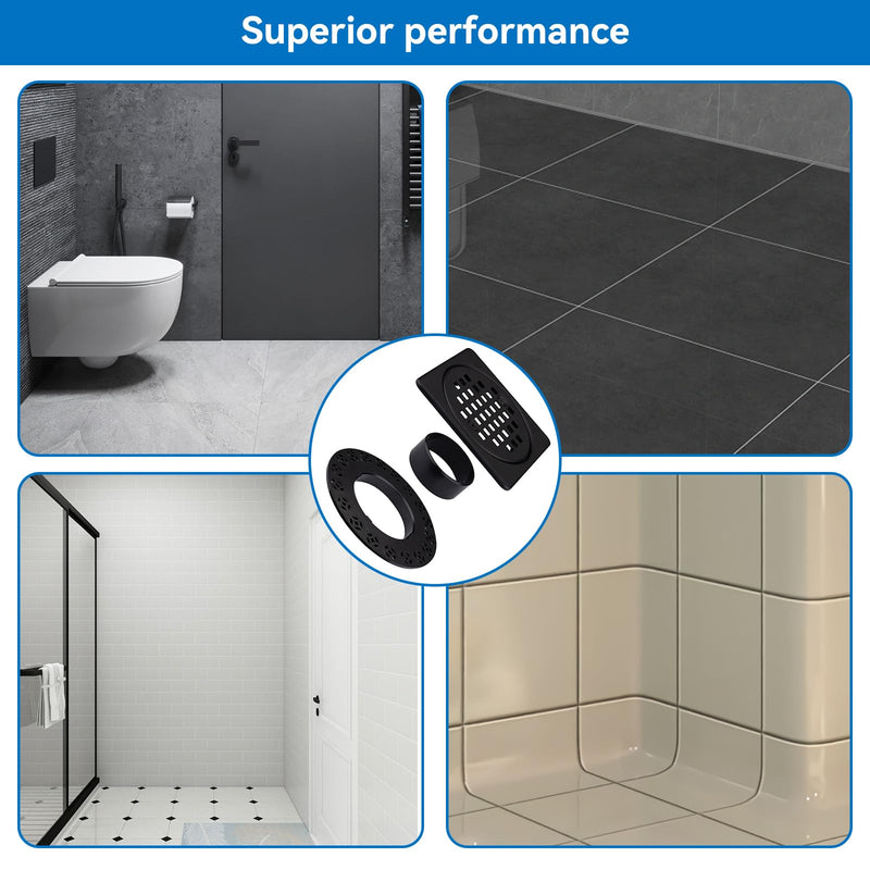 4 Inch Drain Grate Kit Fit for Drain Flange Drain CUPC Certification | Square Shower Floor Drain Matte Black 4 Inch