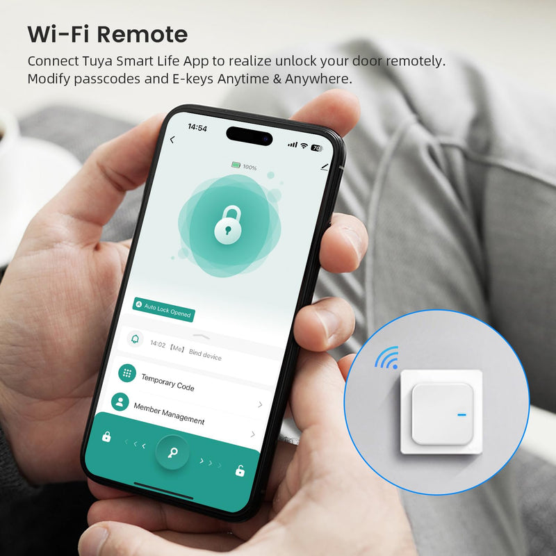 Wi-Fi Gateway for Tuya Smart Door Lock, Wi-Fi Bridge for Bluetooth Lock Remotely Control with Tuya/SmartLife App, Gateway Smart Hub Remote Control for Door Locks