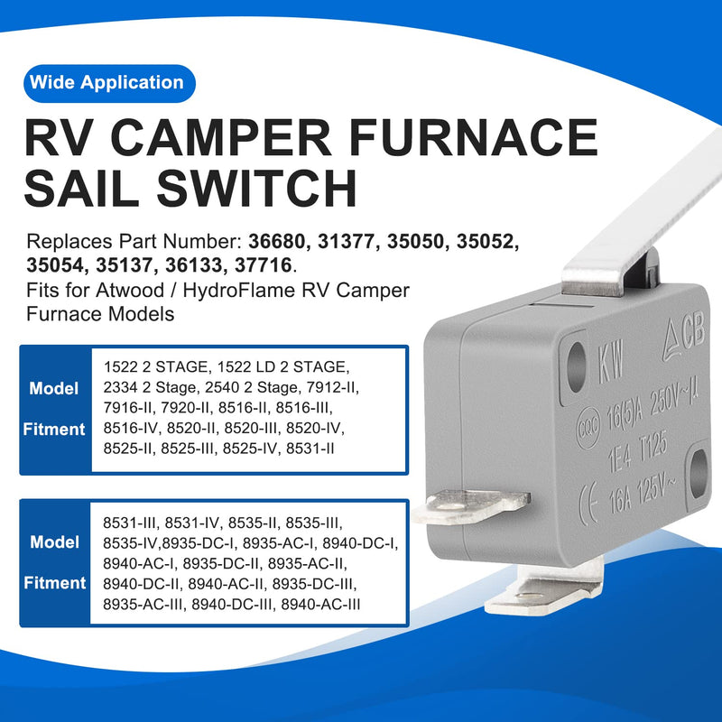 36680 Sail Switch Replacement for Atwood Hydro Flame RV Camper Furnace Models 36133 31377 1522 2-Stage 2-Pack