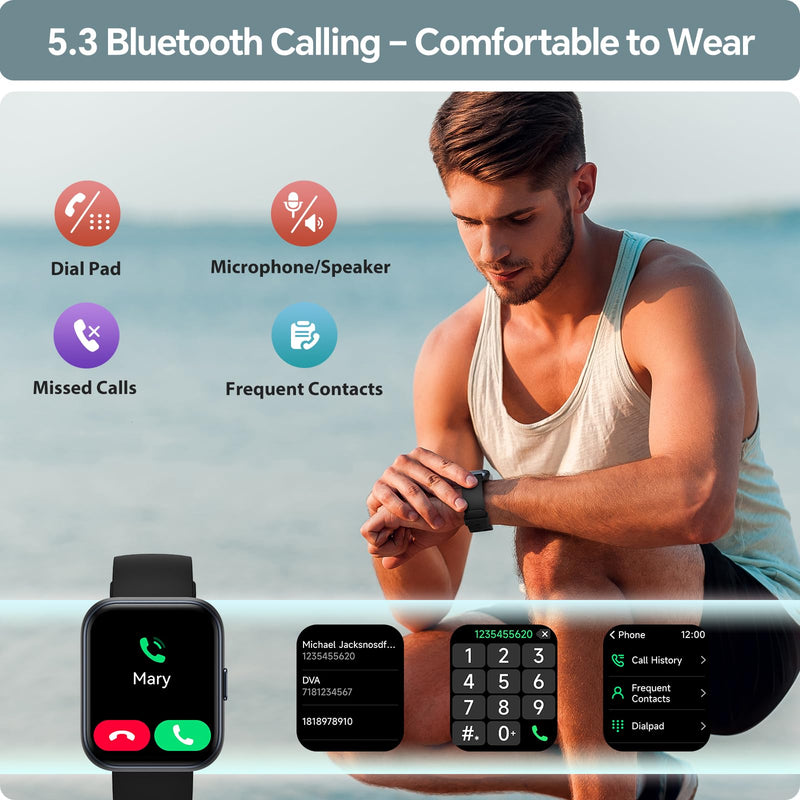 Smart Watch for Men Women, 1.85" Smart Watches Compatible iPhone/Samsung/Android (Answer/Make), Fitness Tracker with Heart Rate/Sleep/SpO2 Monitor, Smartwatch 3ATM Waterproof 120+ Sport Modes, Alexa Black