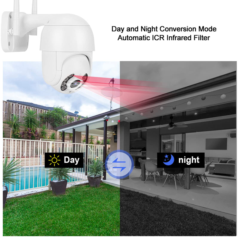 2In PTZ Dome Camera 1080P 8 Lights with 110 240V Remote Control Multiplayer Shared Motion Detection Smart Camera for Home Office