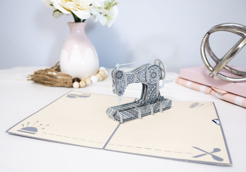 Rykamia Vintage Sewing Machine Pop Up Card - Multi-Occasion Greetings: Birthday, Anniversary, Retirement, Thank You, Good Luck - Perfect For Tailors & Grandma