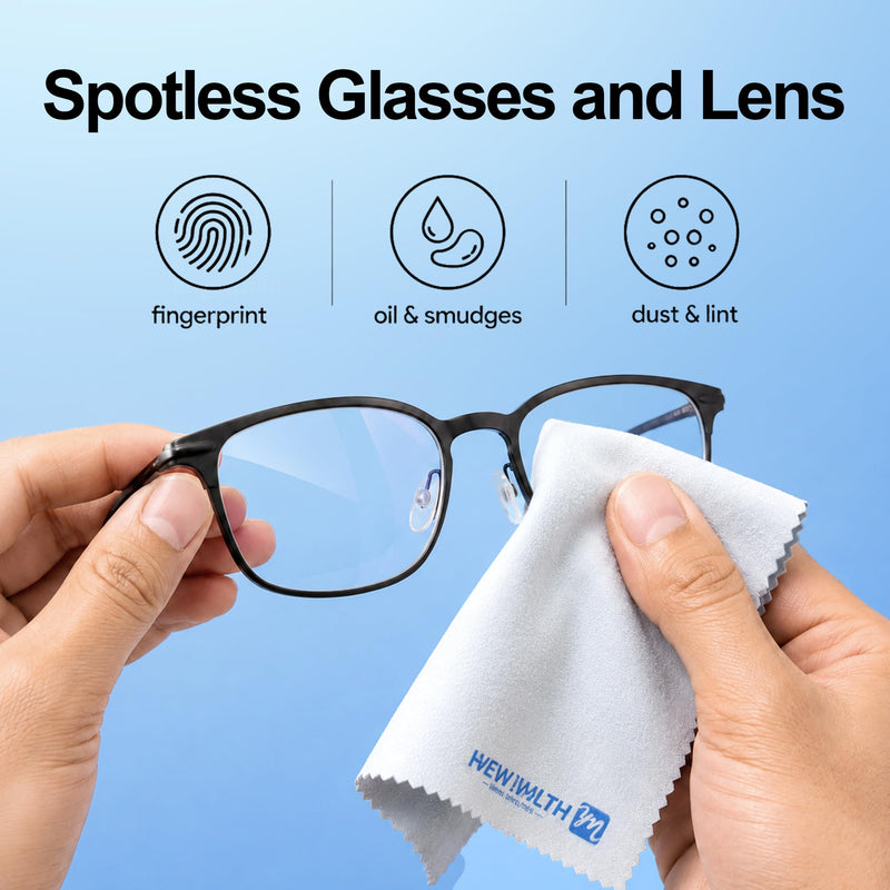 Glasses Cleaning Cloths, 10 Pack Premium Cloth, 6 × 6 Inches Gray | Suede fabric microfiber portable bidets lens screens eyeglasses watches cleaner Individually wrapped easier to grip and use