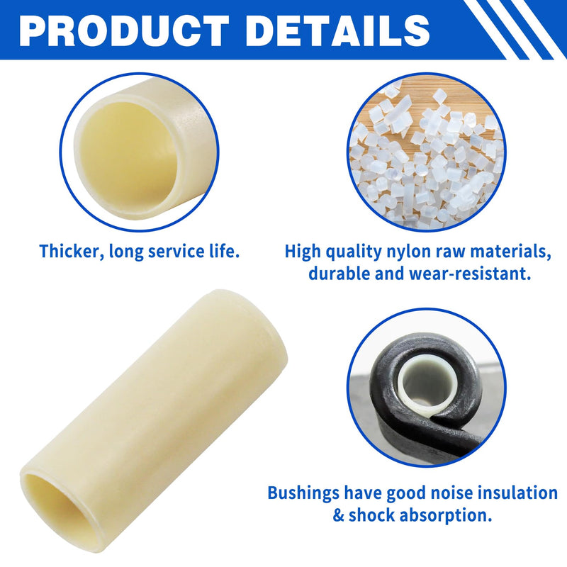 8Pcs Nylon Trailer Leaf Spring Bushings 9/16" I.D. x 1-3/4" Length Replacement 722106 Bushing Kit Universal Fit for Trailer Double Eye Leaf Springs Equalizers