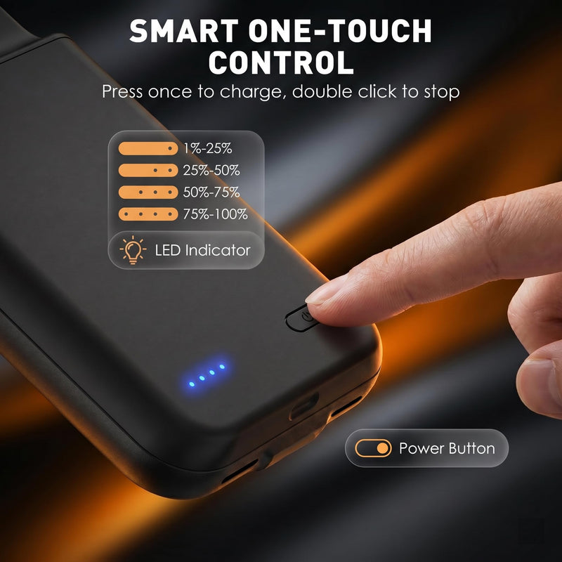 Battery Case for iPhone 16 Pro Max, Ultra-Slim Travel Portable Charging Case, 2026 Upgrade 7000 mAh Extended Battery Life, Premium Materials Rechargeable Charger Case Black