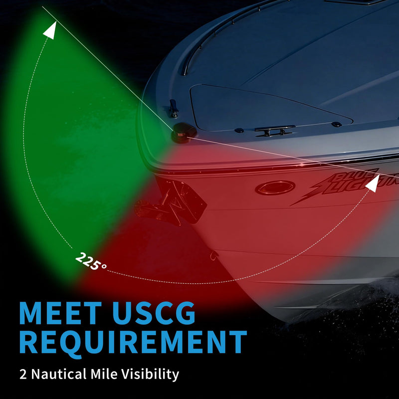 Obcursco Boat Navigation Lights, Red and Green Marine LED Bow Lights, IP67 Waterproof, Rust-Resistant, Ideal for Pontoon, Skiff, Small Boats, and Yacht(Black) Black