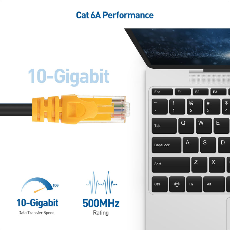 Cable Matters 10Gbps Pure Copper 24 AWG Cat 6A Ethernet Cable - 100ft, [Direct-Burial Rated, Waterproof and Weatherproof] Outdoor Ethernet Cable with 500 MHz Bandwidth, Long Cat6a PoE Cord 100 Feet