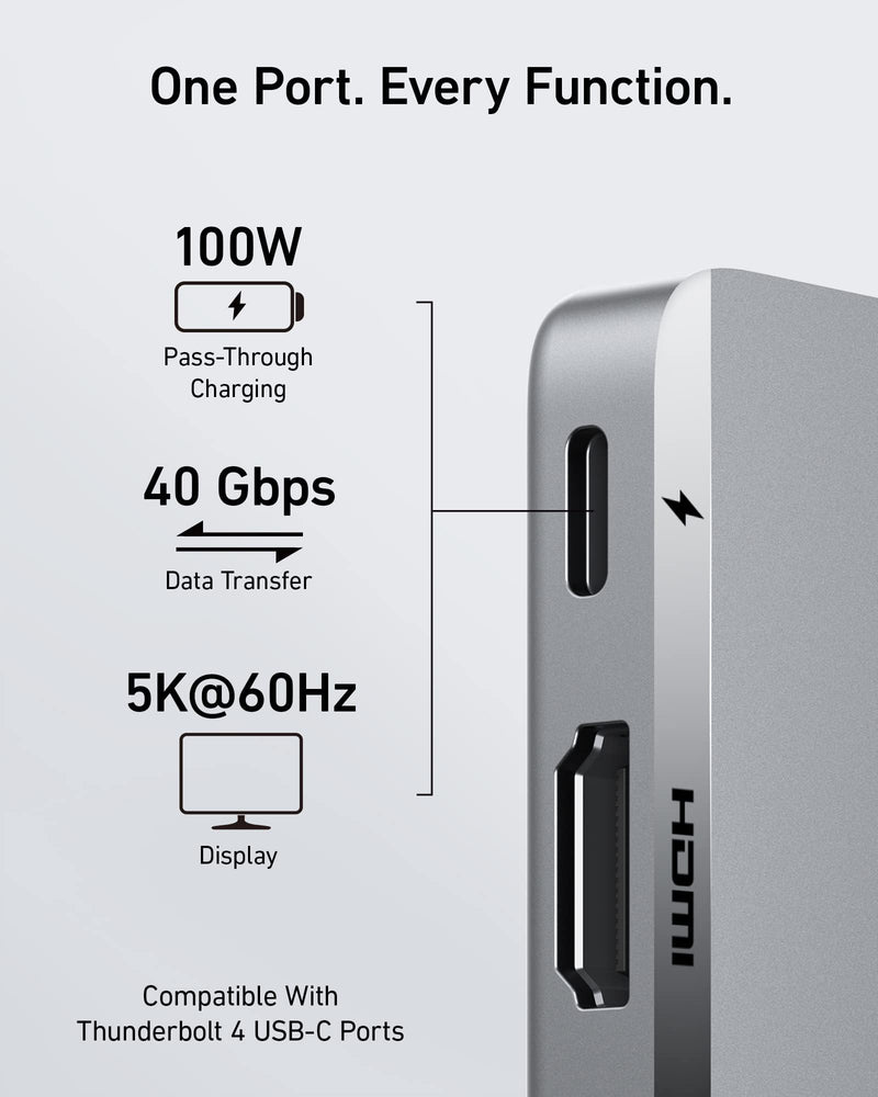 Anker USB-C Hub for MacBook, 7-in-2 Mac Dock with 4K@60Hz HDMI | Thunderbolt 4 Compatible, USB-C and 2 USB-A 5Gbps Data Ports, for MacBook Pro, MacBook Air M4/M5 and More (Not Work with Neo) 7-in-2 4K@60Hz