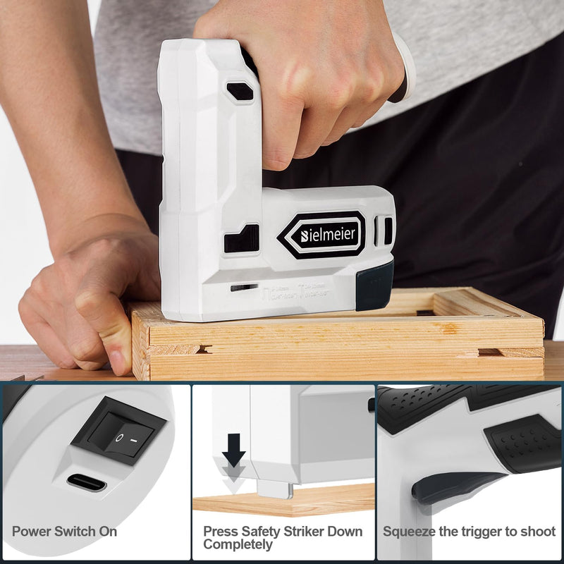 Bielmeier Electric Staple Gun, 2 in 1 Lithium-ion Electric Stapler, 4V Cordless Brad Nailer Kit with Staples Nails, USB Charger, Power Tacker for Upholstery, Material Repair, Carpentry, DIY Black