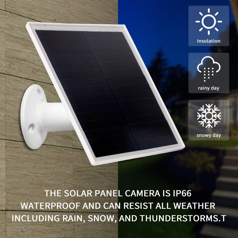 6W Solar Panel Charger, Solar Panel with Micro USB & USB-C Port for DC 5V Outdoor Rechargeable Battery Camera, IP66 Waterproof, 360° Adjustable Security Mount, 1PC 1