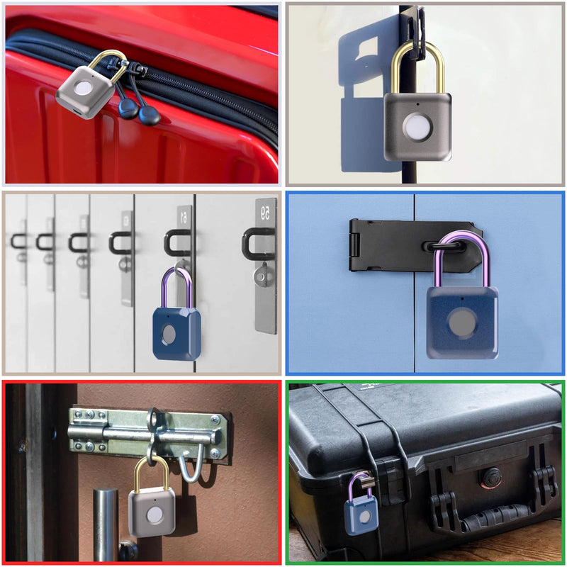 Pothunder Fingerprint Padlock, Smart Padlock, Locker Lock, Biometric Metal Keyless Fingerprint Lock, USB Rechargeable, for Gym Locker, Luggage, Backpack(Blue) Only Finger Blue