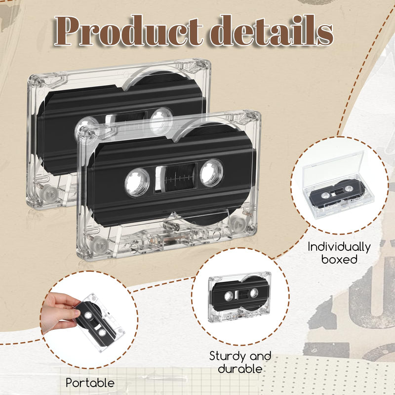 2 Pack Blank Cassette Tape, 90 Minutes Blank Audio Cassette Tape Dictating Audio Tapes Micro Tapes for Recording for Speech Music Recording Standard Low Noise