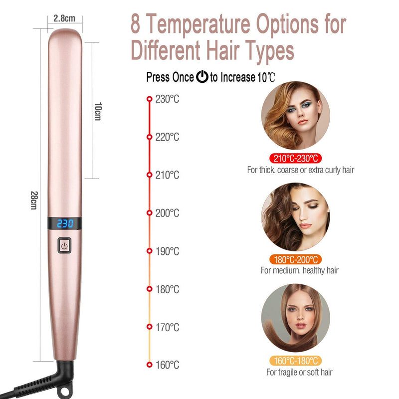 Hair Straightener, Professional Ceramic Flat Iron for Hair and LCD Digital Display with Adjustable Temp (160℃-230℃) Straightner Iron, Dual Voltage Gold