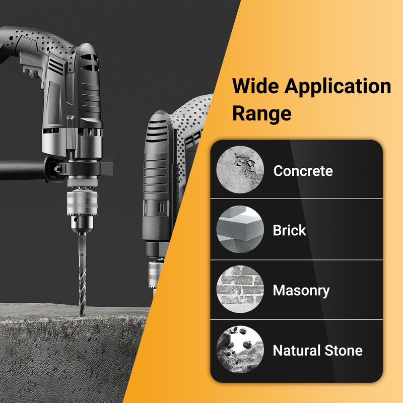 SDS Plus Concrete Drill Bit Set, 7-Piece (5-12mm x 160mm) — Premium Carbide-Tipped Masonry Drill Bits for Concrete, Brick, Block & Stone, Max Hardness 92 HRC, Ideal for Hammer Drills 5-12 mm x 160 mm Masonry Drill