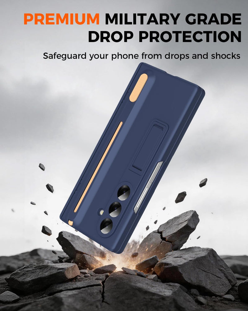 NINKI for Samsung Galaxy Z Fold 8 Ultra Case with S Pen Holder and Stylus, Kickstand Screen Protector Hinge Hard Slim Phone Cover for Samsung Z fold 8 Ultra Case with S Pen Slot and Stand – Royal Blue
