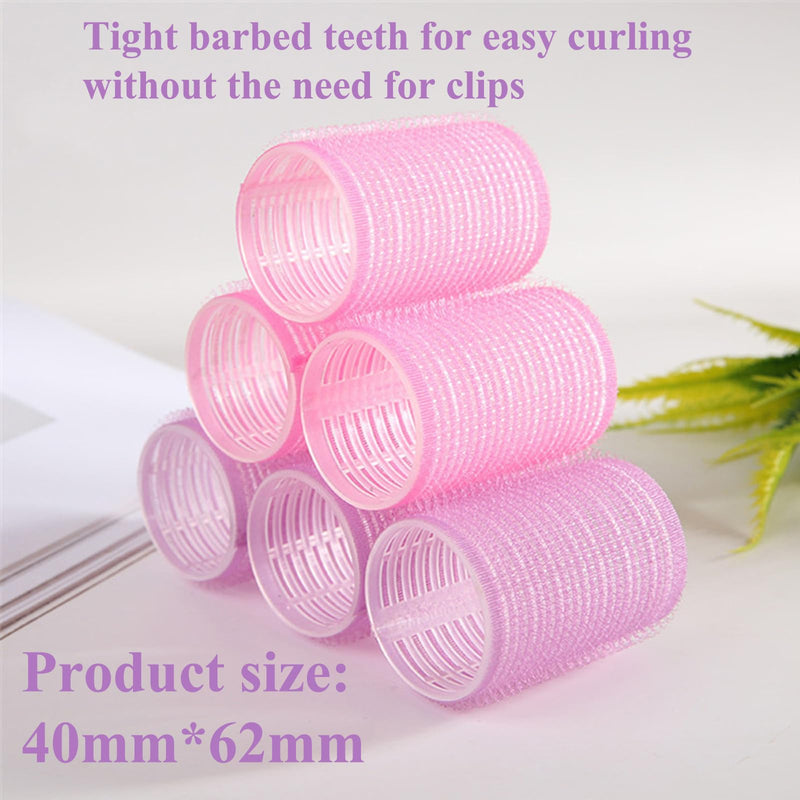 6-Piece Curler Set (Color Random), Large Self-Holding Curler, Natural Fluffy Hair Root Hair Tool Pink 152