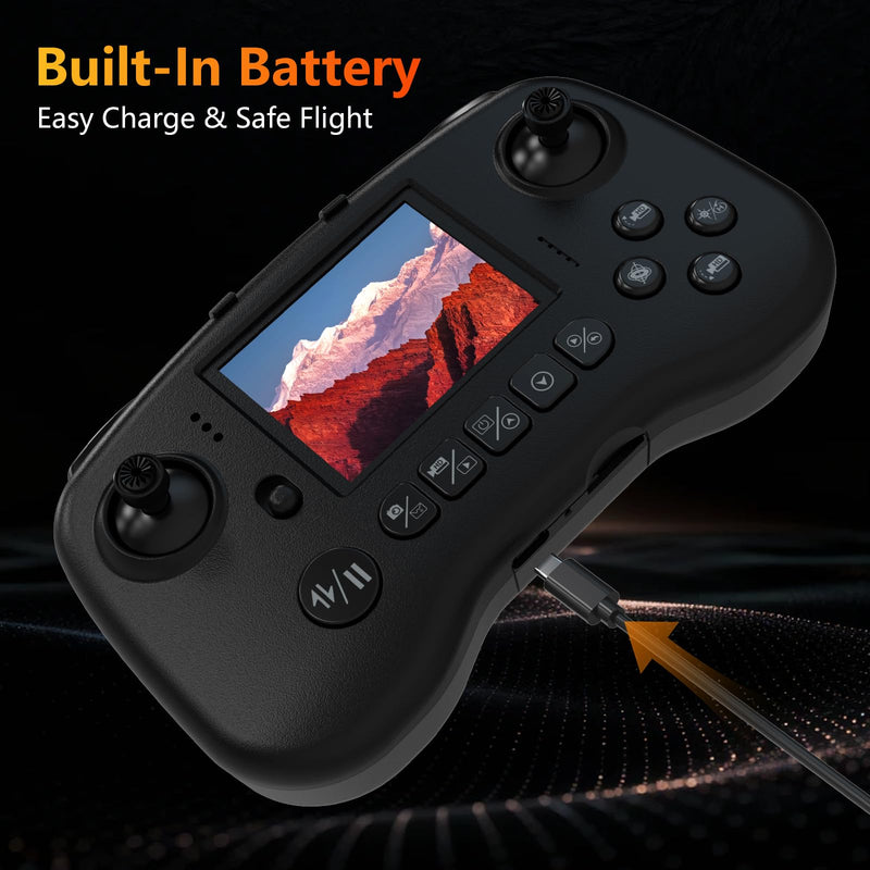 TD12Pro Drone with 1080P Camera for Adults Kids, Mini Drone with LCD Screen Remote, Foldable Remote Control Quadcopter, One Key Start, Easy to fly, Toy for Kids Adult Beginners Black01
