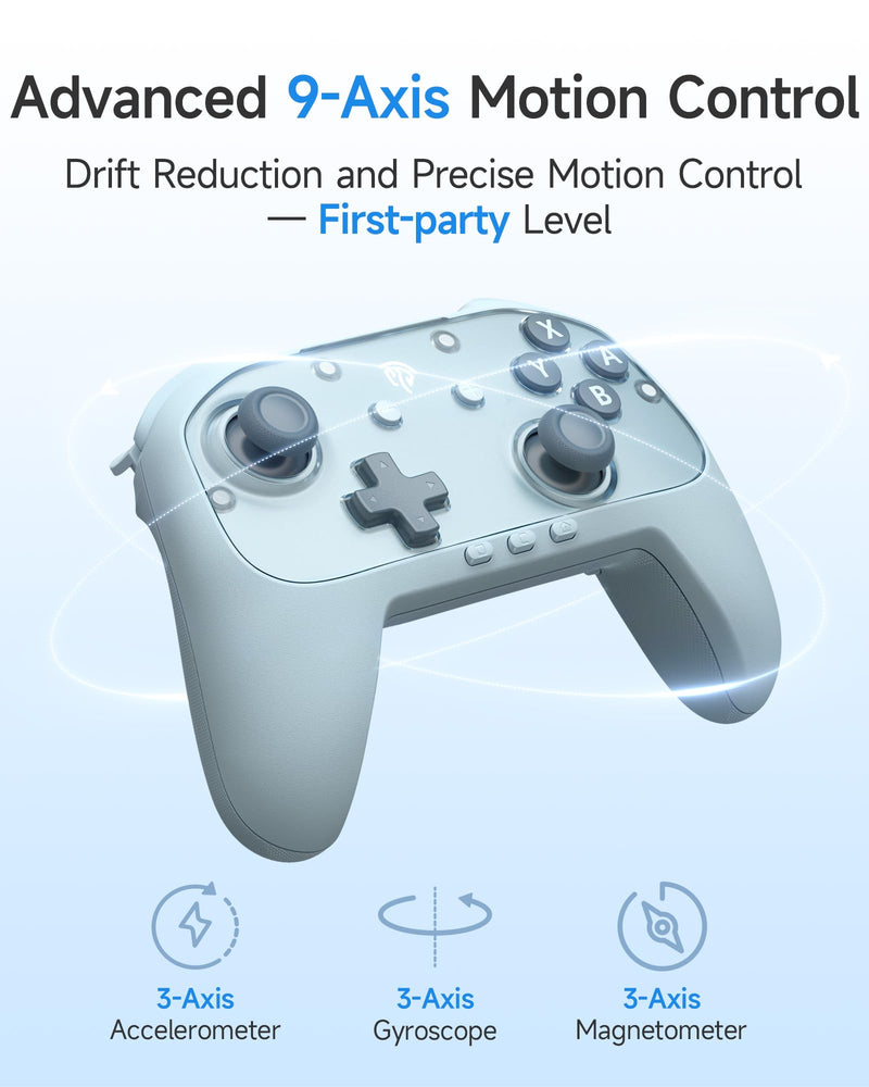 EasySMX S10C Switch 2 Pro Controller with Instant Wake-Up, Hall Effect Joysticks, HD Rumble, Motion Control, 2 Back Buttons, Turbo, C Buttons, for Switch 2/Switch/PC/iOS/Android Blue