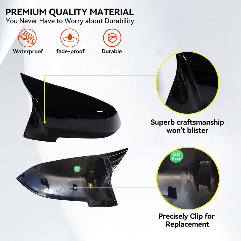 Mirror Caps for F10 - Durable Quality Glossy Black, Mirror Covers Compatible with F10 F11 F18 2014-2018 - Upgrade Your Ride Now 2013-2018
