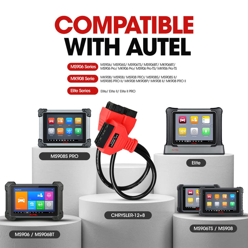 Autel Original OBD2 12+8 Adapter for Chrysler, OBD II Bypass Cable Gateway Protocol, Universal Security Bypass 12 8 Connector for FCA SGW Car, Work for All Scanner MK808 MX808 MX900 MS906 MS908