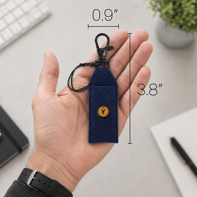 Felt Case for YubiKey, Keychain Holder,Compatible with YubiKey 5C NFC-5 NFC | YubiKey Felt Sleeve Case with Keychain Clip, Soft Felt, Navy Blue