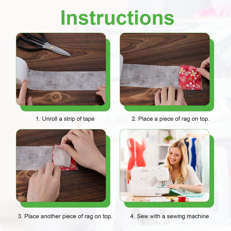 3 Rolls Scrap Tape, White Scrap Booking Tape Water Soluble Diagonal Seam Tape for Sewing Quilting Hemming Accessories