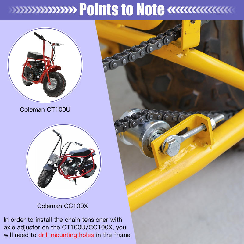 Mini Bike Chain Tensioner with 1-3/4" Roller Compatible with Baja DB30 Blitz Motovox Mbx10 Mbx11 Predator 79cc 97cc 98cc 100cc 2.5hp 3.0hp Mini Bike Parts Chain Adjuster chain tensioner+chain adjuster