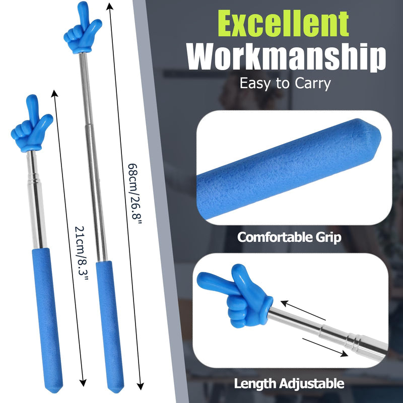 3 Pack Telescoping Teachers Pointer - Versatile Retractable Hand Pointers for Teaching and Presentations - Extendable to 21.7 Inches - Blue + Black + Pink