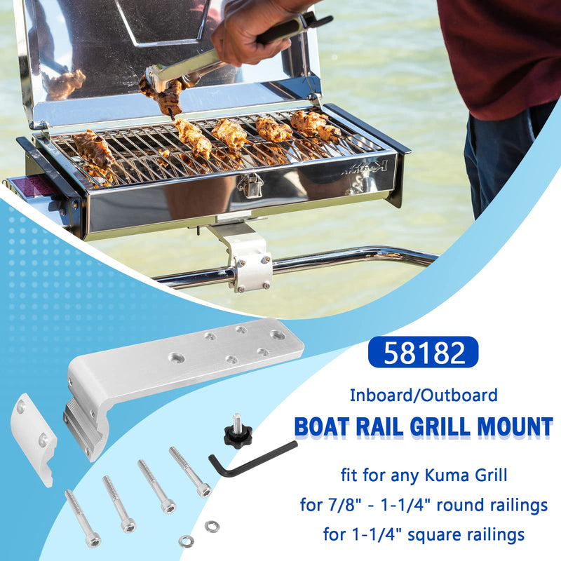 Bonbo 58182 Replacement for Any Kuma BBQ Grill Inboard/Outboard Marine Rail Mount Grill Bracket Kit