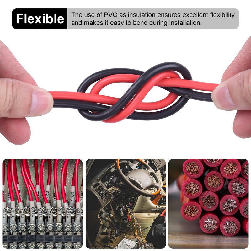 10 Gauge Wire, 20FT Red and Black Stranded Oxygen-Free Copper Wire, Flexible 10 AWG Wire for Automotive Boat Marine Solar Panel LED Lights (10AWG, 20FT) 10AWG