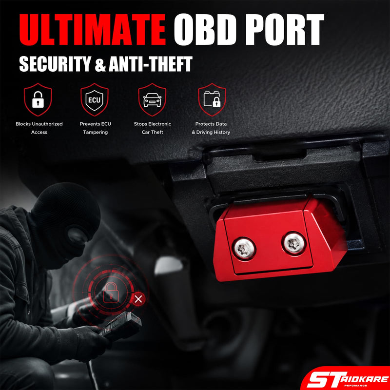 OBD II Port Lock Aluminum Alloy Anti-Theft OBD Port Locking Tool Security Lock with Key for Standard OBD-II Vehicles