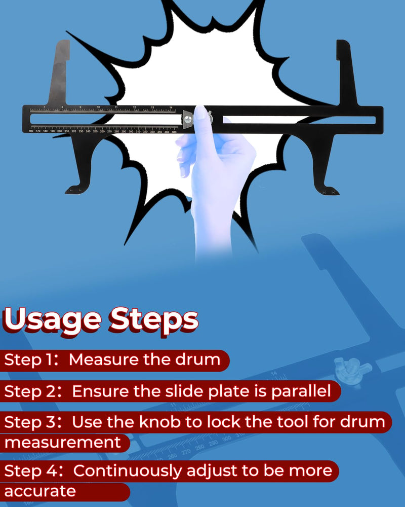 Brake Resetting Gauge, Dual Scale Combination Brake Reset Gauge Tool for Rear Drum Brake Pads, Parking, Hand Brakes, Rotor Reset, Measurement, Adjustment