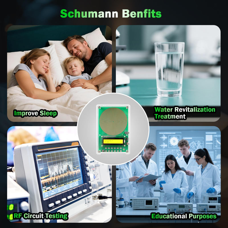 0.01Hz-200kHz Adjustable Frequency Generator for Healing Schumann Sine Waves Resonance Generator 7.83Hz Ultra Low Frequency Generator Resonator with Acrylic Case Green