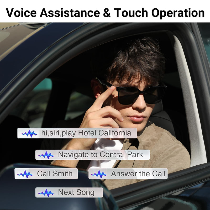 GetD AI Sunglasses, AI Real-time Translation with 147 Languages, Smart Nylon Polarized Sunglasses, Bluetooth Glasses for Women and Men with Speaker, Open Ear Audio Music Glasses
