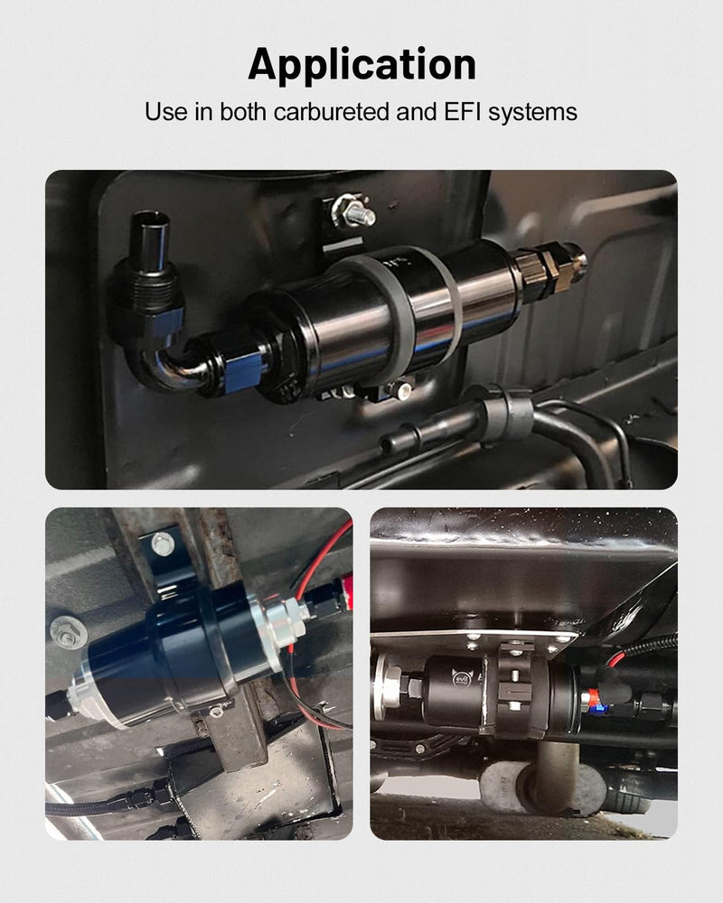  [AUSTRALIA] - EVIL ENERGY Inline Fuel Filter 10 Micron with 6AN 8AN 10AN Adapter&Bracket Clamp 50MM Universal