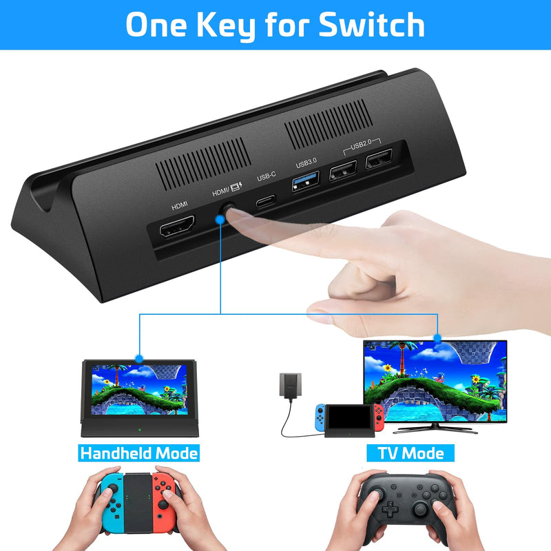KEKUCULL TV Docking Station for Switch,Docking Station with 4K 1080P HD and USB 3.0 Port,Replacement for Official Switch Dock(Not for Switch2 and Not Included Cable)
