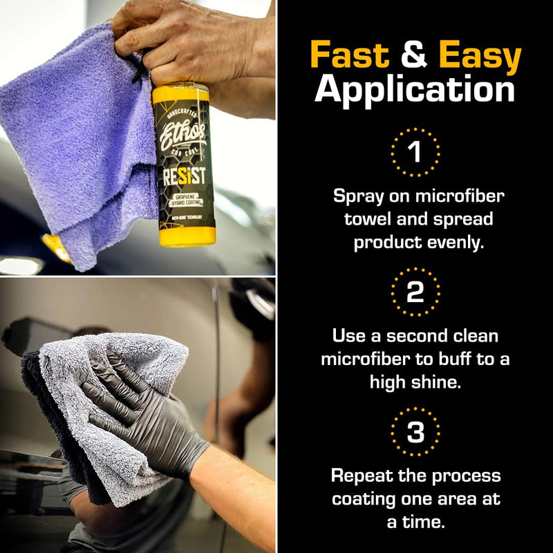 RESIST Graphene Spray Coating - UV Ceramic Coating for Cars - 2-in-1 Hybrid Formula Ceramic Spray Coating for Cars for Incredibly Slick, Glossy Finish - Graphene Ceramic Coating Protection for Car 16oz