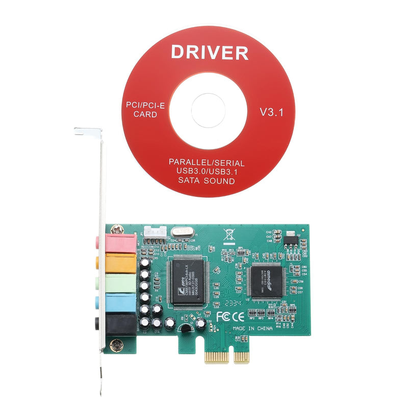 MECCANIXITY PCIe Sound Card, Internal 5.1 Stereo Audio Card 24 Bit with CD Computer Case Built-in PCIe Channel Adapter Board for Desktop, PC, Computer