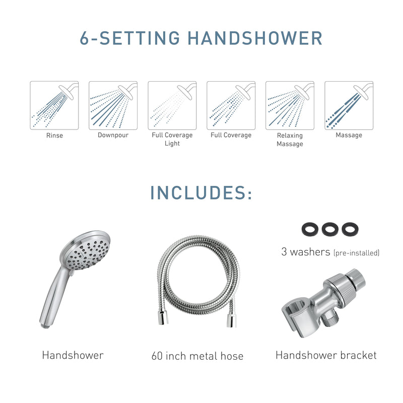 Moen Attune Shower Head with Handheld Sprayer, 6 Shower Head Spray Settings, Chrome Finish, 218H0 (Pack of 1) Handheld Showerhead