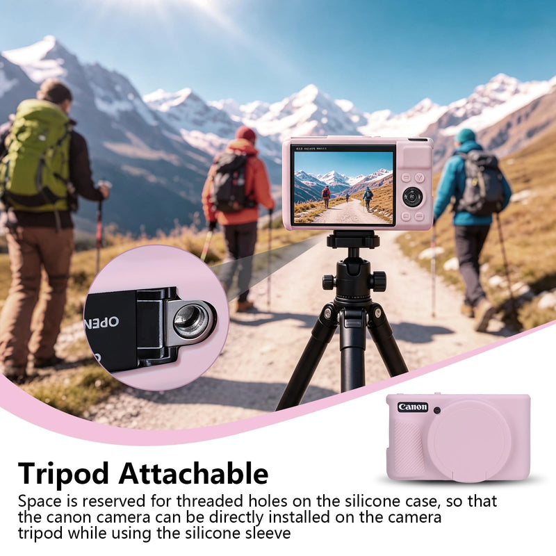 XANAD Silicone Case for Canon Powershot SX740 / SX730 HS Digital Camera, Anti-slip Soft Silicone Protective Cover with Detachable Lens Cover for Canon SX740 / SX730 HS, Pink