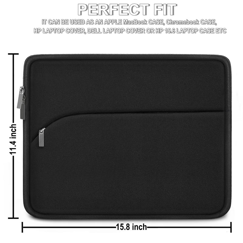 Laptop Sleeve Case 15.6 inch, Durable Portable Monitor Protective Cover with Front Pocket, Traveling Computer Carrying Bag Laptop Sleeve Compatible for HP, Dell, Asus, Lenovo, Black