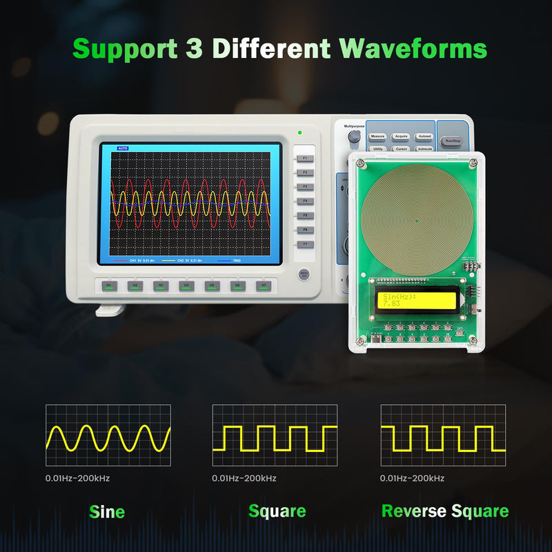0.01Hz-200kHz Adjustable Frequency Generator for Healing Schumann Sine Waves Resonance Generator 7.83Hz Ultra Low Frequency Generator Resonator with Acrylic Case Green