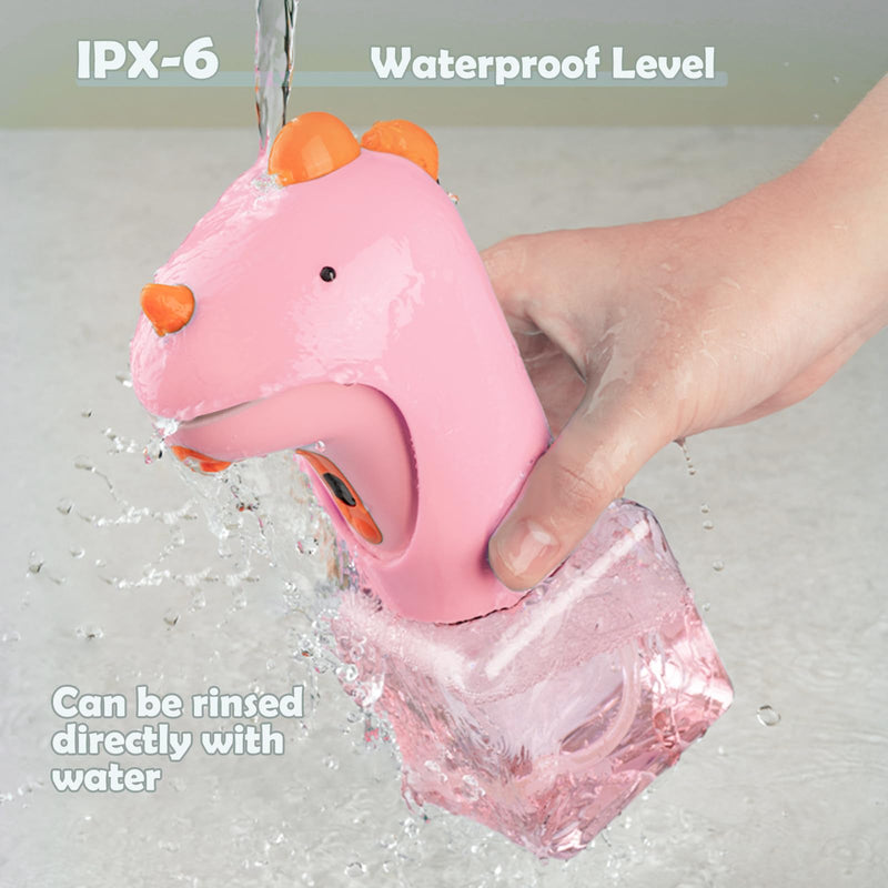 Automatic Foam Soap Dispenser - IPX6 Waterproof Cute Dinosaur Foaming Smart Hand Soap Dispenser for Bathroom（Pink） Pink