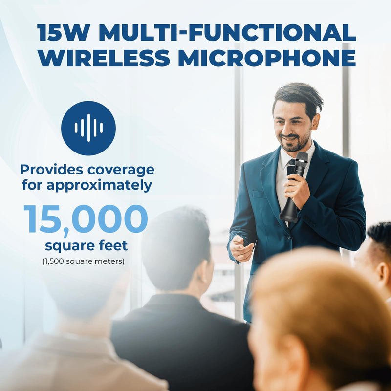 Bluetooth Microphone Wireless Voice Amplifier, Professional Intelligent Noise Cancelling Handheld/Desktop Mic Speaker, 15W Wireless Mic with 3 Sound Effects for Teaching Singing Speaking Karaoke H9