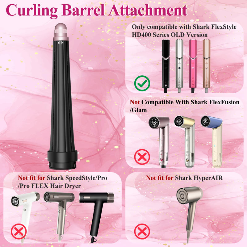  [AUSTRALIA] - Long Conical Curling Barrel for Shark FlexStyle HD400 Series | 20-40MM Hair Curlers Auto Curling Barrel Attachment with Both Curl Directions black