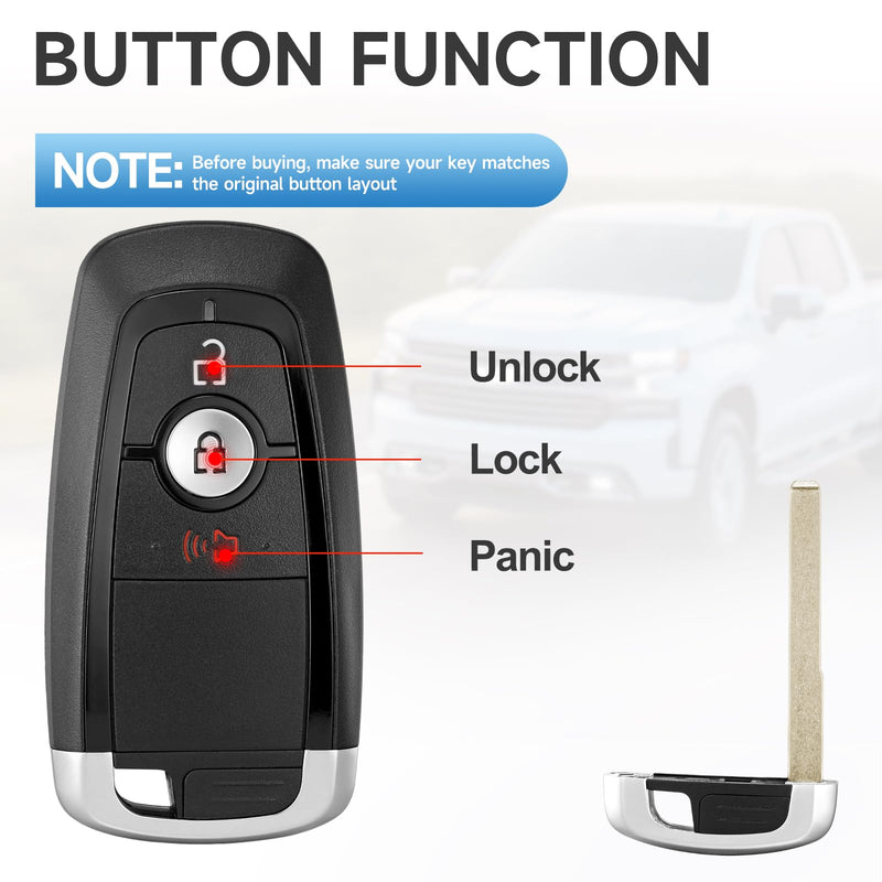 Smart Key Fob Replacement Remote fits for Ford Ecosport 18-23,Explorer 18-22,F-150 18-24,Edge 17-22,F450 F550 17-24,Bronco 21-22,Escape 20-23,Fusion 17-21,Ranger 19-23 Car Keyless Entry Remote 315Mhz