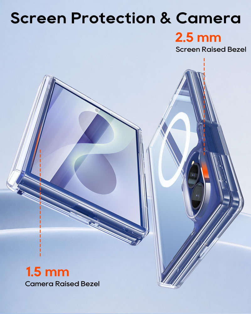 Magnetic for Samsung Galaxy Z Fold 8 Case & HD Screen Protector | Fit for MagSafe, Hinge Protection, Transparent PC, Slim, 4X Military Grade Shockproof Cover for Samsung Z Fold 8, Clear Clear-Mag