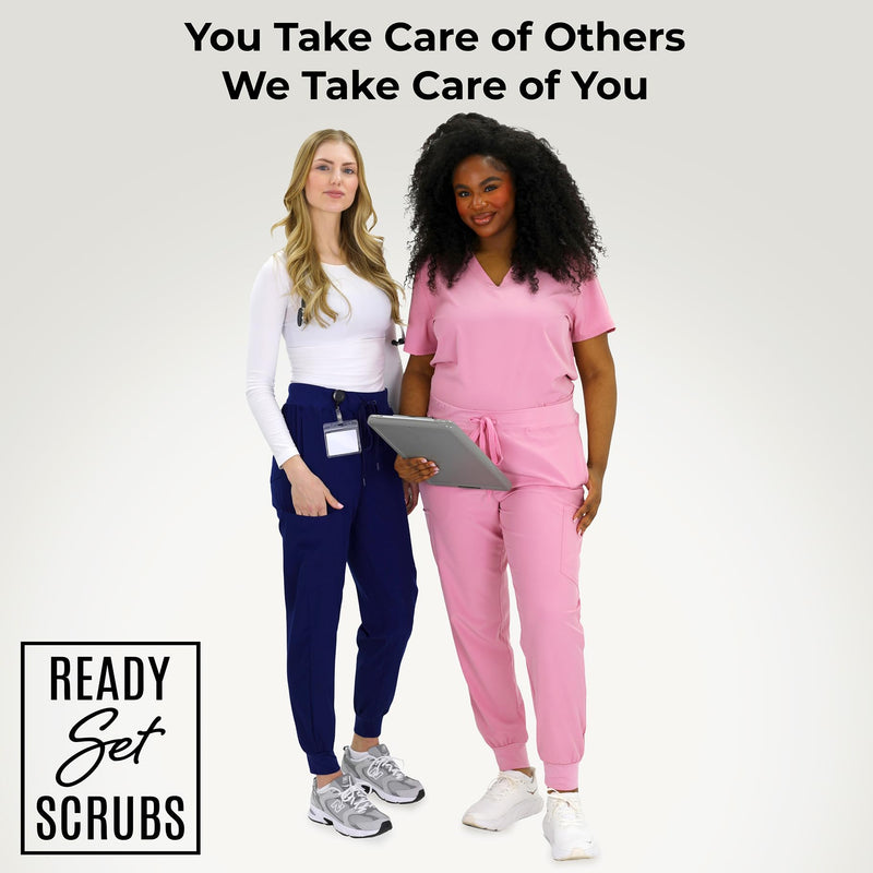 READY SET SCRUBS - Scrub Pants for Women - 2 Pack - Cargo Jogger Pants Set with 8 Pockets - Yoga Waistband - Soft & Stretchy Regular Fit X-Large Black